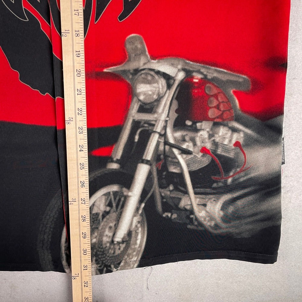 Dragonfly Motorcycle Button Up Shirt Graphic Print Short Sleeve Red L - Picture 7 of 9